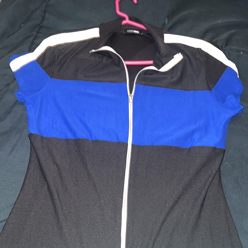 Fashion Nova Black and Blue Jumpsuit Knee Length